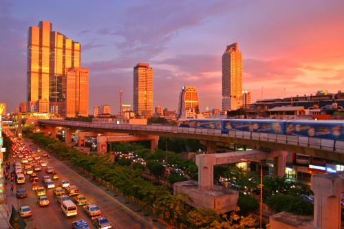 Bangkok skytrain sunset